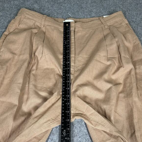 Abercrombie & Fitch Linen Pants Womens XL Wide Leg Pleated Beige Lightweight - Picture 4 of 11